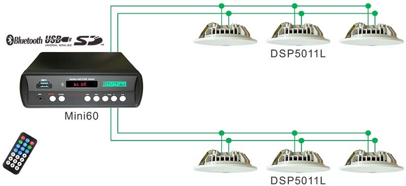 مكبر صوت للسقف بدون إطار (8Ω) DSP5011L 6 وات