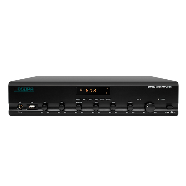 مكبر صوت خلاط رقمي DMA60U 60 واط مع USB/بلوتوث/FM/رنين/صفارة إنذار/4 ميكروفون (مع PP و DC24V)