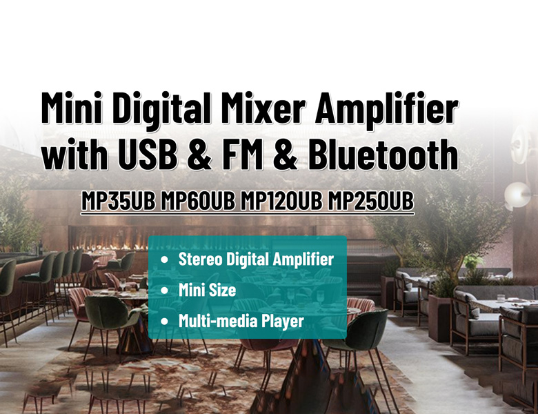 مكبر صوت خلاط رقمي صغير مع USB & FM وبلوتوث MP35UB/MP60UB/MP120UB/MP250UB